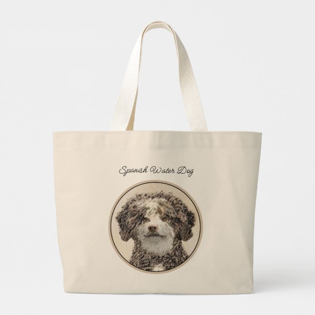 Bolso De Tela Gigante Perro de agua español pintando arte de perro moren (Reverso)