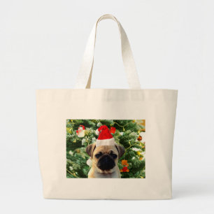 Bolso De Tela Gigante Perro de pug cachorro árbol de Navidad Ornamentos 