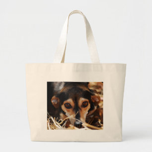 Bolso De Tela Gigante Perro dulce tendido en heno