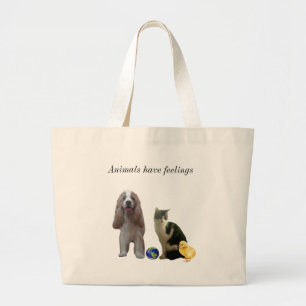 Bolso De Tela Gigante Perro Hermoso, Gato Atigrado y Pollito