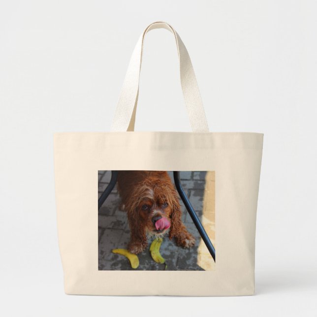 Bolso De Tela Gigante Perro húmedo con banana (Frente)