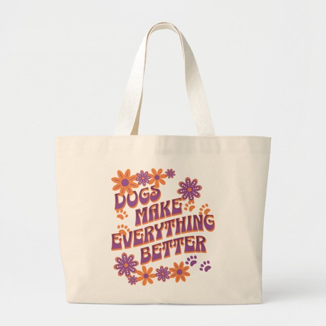 Bolso De Tela Gigante Perro madre perro amante groovy reutilizable (Frente)
