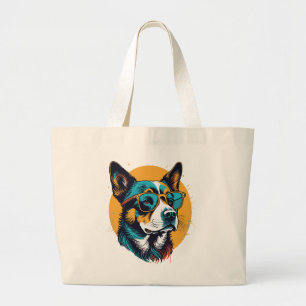 Bolso De Tela Gigante Perro retro con gafas de sol