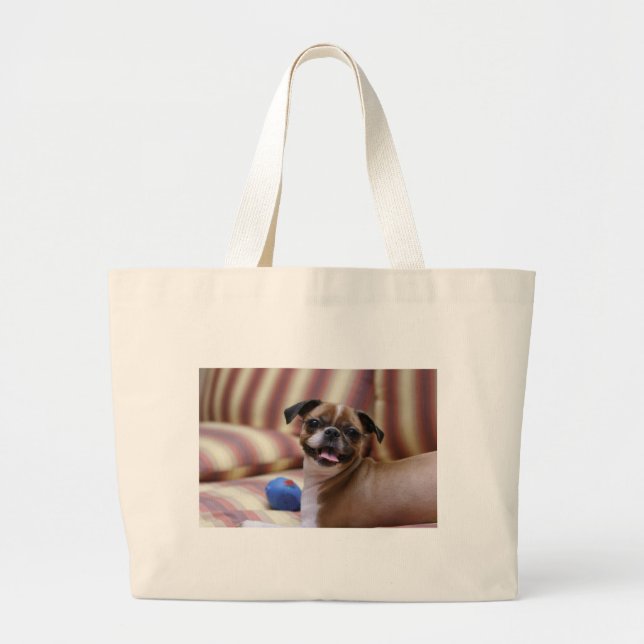 Bolso De Tela Gigante Perro supercutto con su bola favorita (Frente)