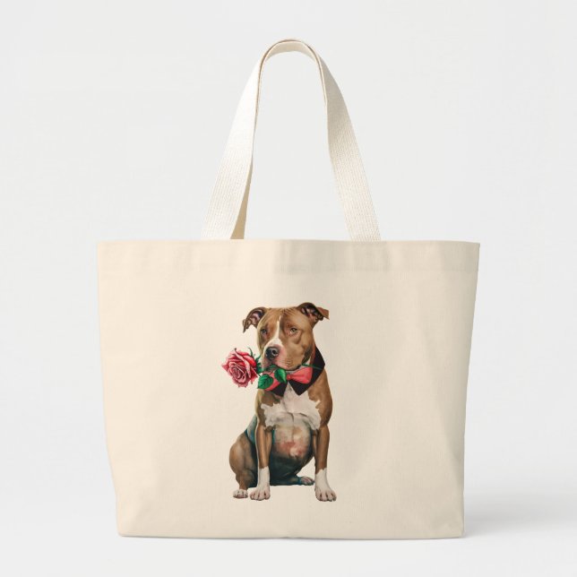 Bolso De Tela Gigante Perro títero pimienta Pittie Bull de amor (Frente)