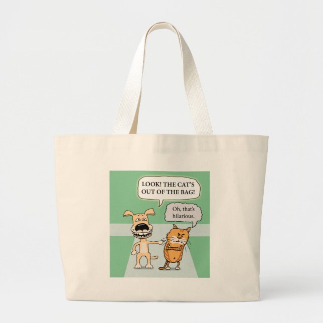 Bolso De Tela Gigante Perro y gato divertidos (Frente)