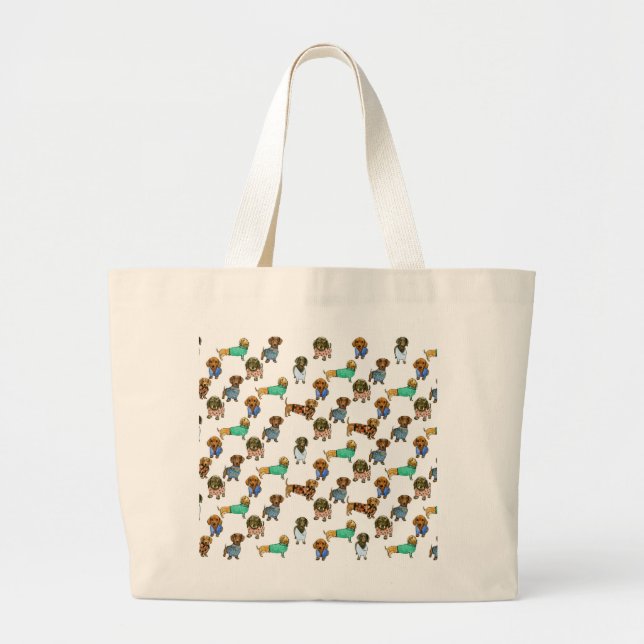 Bolso De Tela Gigante Perros de salchicha/dachshunds con los puentes (Frente)