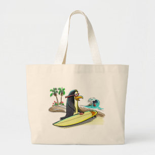 Bolso De Tela Gigante persona que practica surf del pingüino