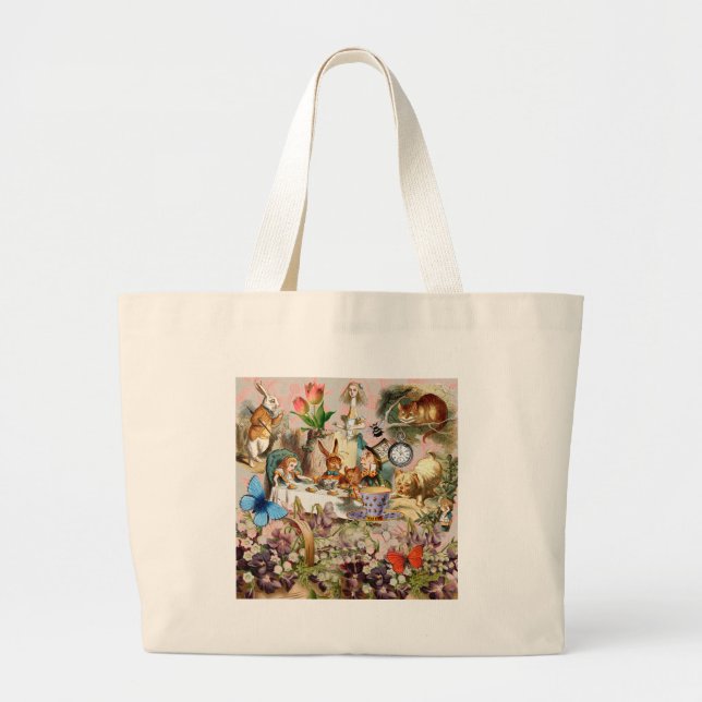 Bolso De Tela Gigante Personajes de Alice in Wonderland tea fiesta (Frente)
