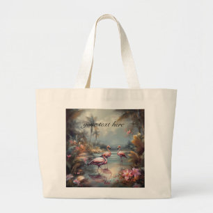 Bolso De Tela Gigante personalizable flamencos de pintura botánica vinta