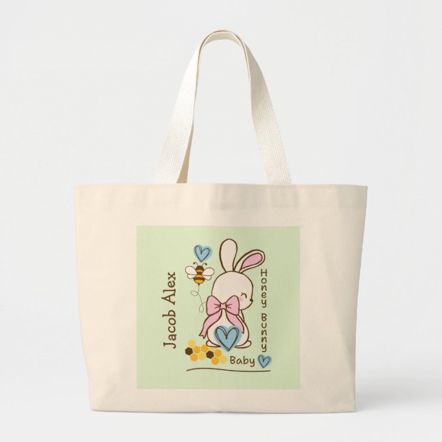 Bolso De Tela Gigante Personalizable lindo conejito bebe bolsita de té (Frente)
