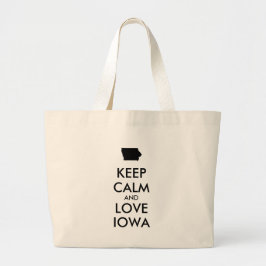 BOLSO DE TELA GIGANTE PERSONALIZABLE MANTENER CALMA Y AMAR A IOWA