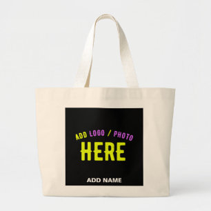 BOLSO DE TELA GIGANTE PERSONALIZABLE MODERNO ESTILO NEGRO VERIFICADO MAR