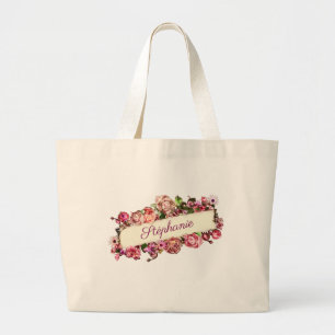 Bolso De Tela Gigante Personalizable vintage lindo floral femenino de da