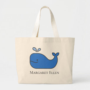 Bolso De Tela Gigante Personalizada la ballena azul náutica perrito
