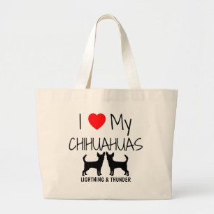 Bolso De Tela Gigante Personalizado Amo Mis Dos Chihuahuas