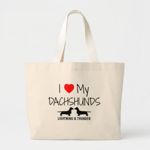 Bolso De Tela Gigante Personalizado Amo Mis Dos Dachshunds