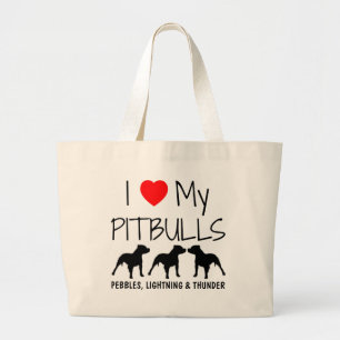 Bolso De Tela Gigante Personalizado Amo Mis Pitbulls