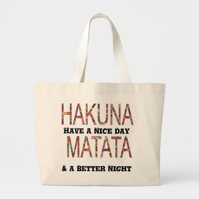 Bolso De Tela Gigante Personalizado Bag Hakuna Matata Buenas Noches (Frente)