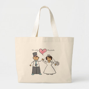Bolso De Tela Gigante Personalizado Boda Pareja Novia y Groom Corazón Ro