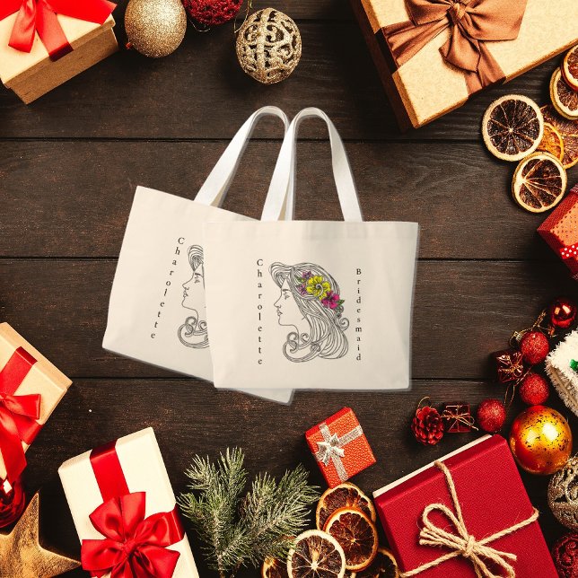 Bolso De Tela Gigante Personalizado Bridesmaid Tote Bag (Subido por el creador)
