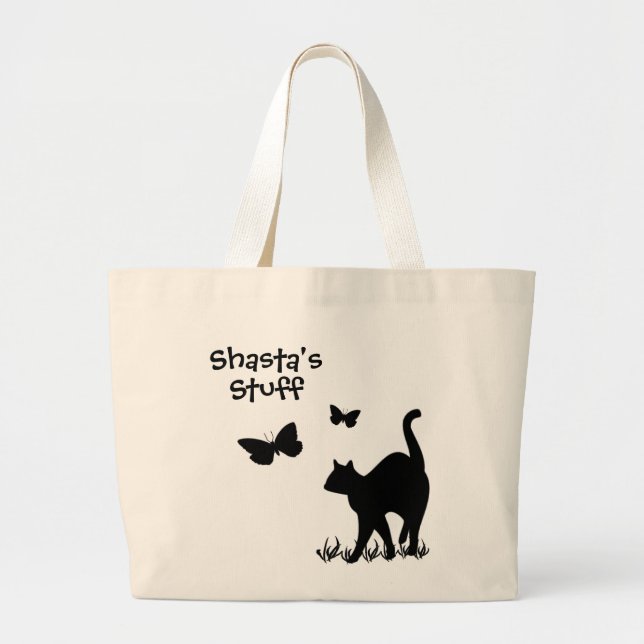 Bolso De Tela Gigante Personalizado Cat's Carry Bag 2 Líneas Textos (Frente)