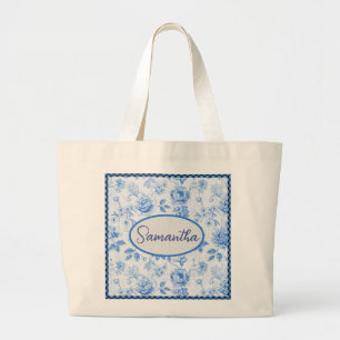 Bolso De Tela Gigante 💙 Personalizado Chinoiserie Día de la Madre