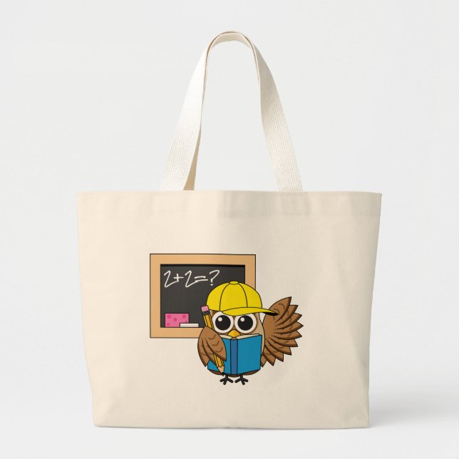 Bolso De Tela Gigante Personalizado de Búho Estudiantil Cute (Frente)