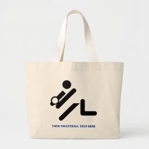 Bolso De Tela Gigante Personalizado de ícono negro, blanco y azul del ju