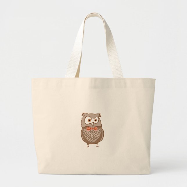 Bolso De Tela Gigante Personalizado de lechuza sabia y linda (Frente)