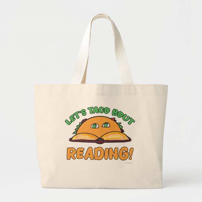 Bolso De Tela Gigante Personalizado de Taco Bout leyendo libro divertido (Frente)