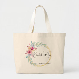 Bolso De Tela Gigante Personalizado Flor acuarela Novias de oro Casas