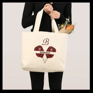 Bolso De Tela Gigante Personalizado Gal Glam Glit Pickleball Monograma N