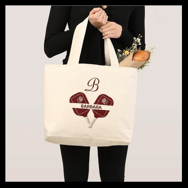 Bolso De Tela Gigante Personalizado Gal Glam Glit Pickleball Monograma N (Subido por el creador)
