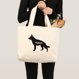 Bolso De Tela Gigante PERSONALIZADO German Shepherd Dog Rama Silhouette