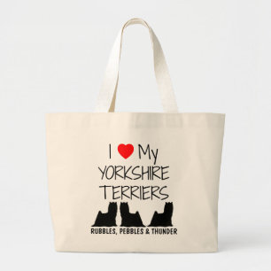 Bolso De Tela Gigante Personalizado I Love My Three Yorkshire Terriers