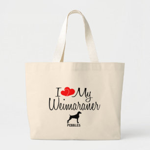 Bolso De Tela Gigante Personalizado I Love My Weimaraner