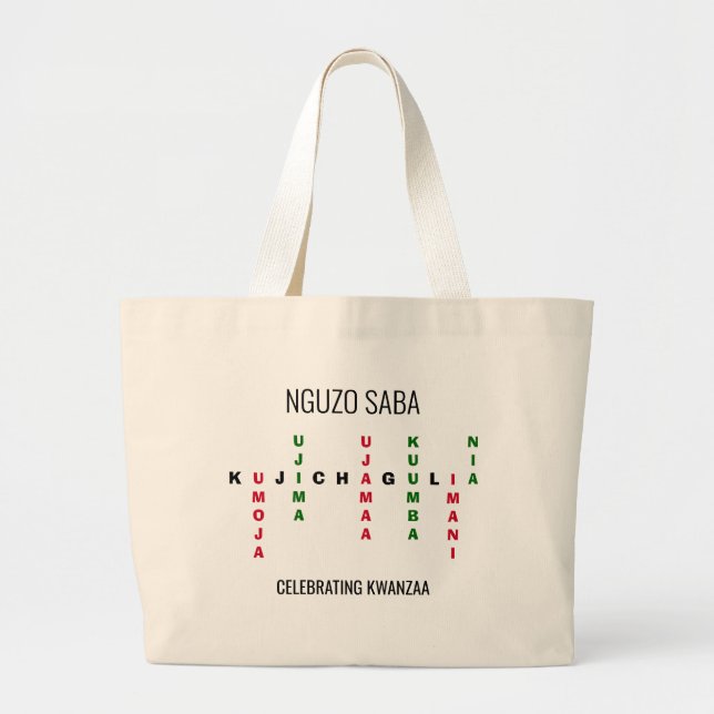 Bolso De Tela Gigante Personalizado Kwanzaa Crossword NGUZO SABA (Frente)