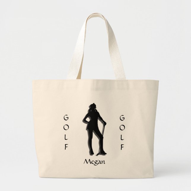 Bolso De Tela Gigante Personalizado Lady Golf Silhouette Tote Bag (Frente)