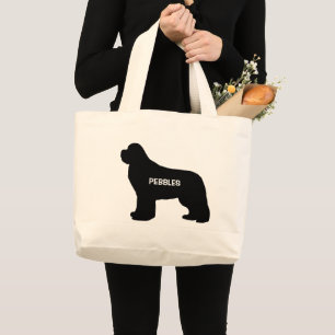 Bolso De Tela Gigante PERSONALIZADO Newfoundland Dog Race Silhouette