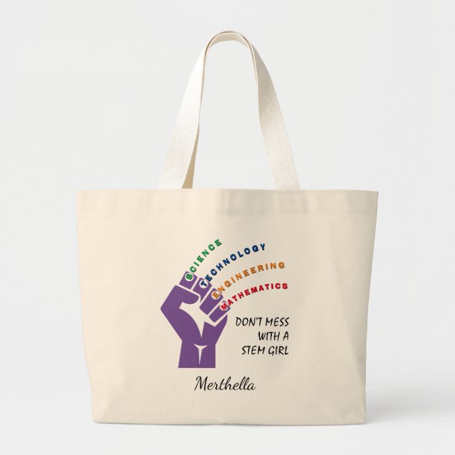 Bolso De Tela Gigante Personalizado NO MESS CHICA STEM (Frente)