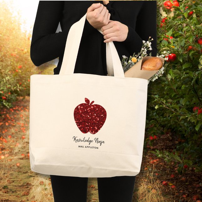 Bolso De Tela Gigante Personalizado Nombre del profesor Purpurina de imi (Customize with Name and text, swap Knowledge Ninja for other text if you wish. Matching  items, too)