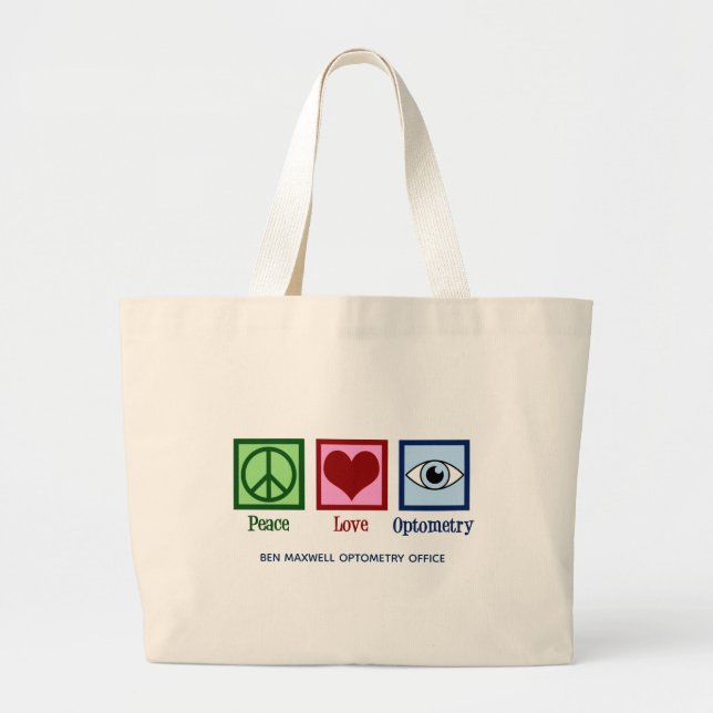 Bolso De Tela Gigante Personalizado Optometrist de Peace Love Optometris (Frente)