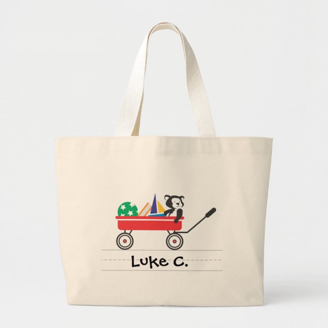 Bolso De Tela Gigante Personalizado poco tote rojo del carro (Frente)