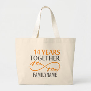 Bolso De Tela Gigante Personalizado Sr. y Sra. 14º aniversario