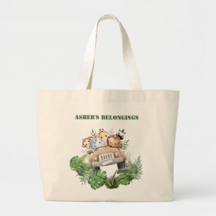 Bolso De Tela Gigante Personalizado Verde Monada Safari de la Jungla Mul