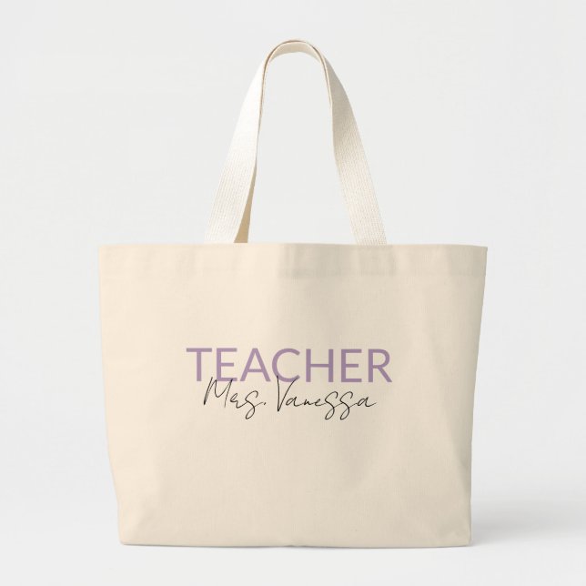 Bolso De Tela Gigante Personalization Teacher Name Tote Bag, Retro Teach (Frente)