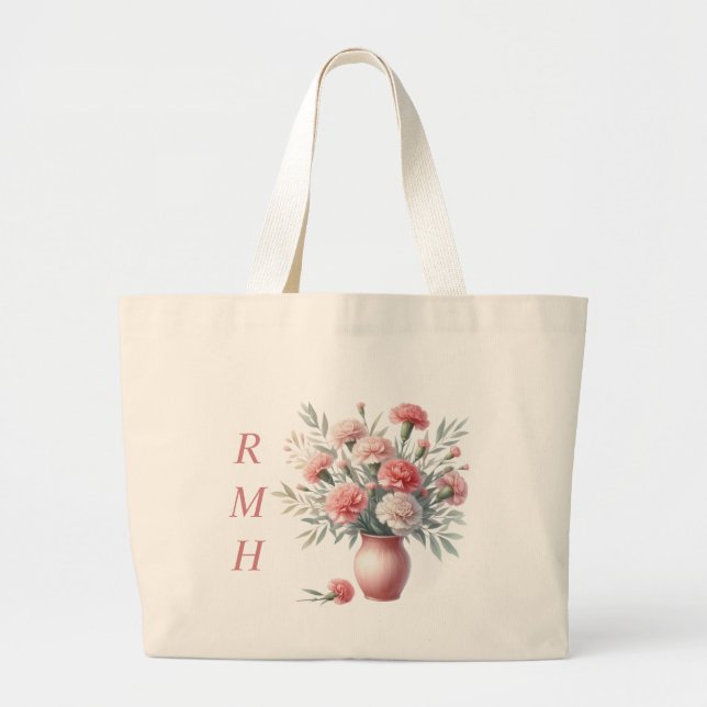 Bolso De Tela Gigante Personalized January Carnation Tote Bag (Frente)