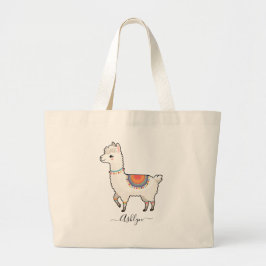 Bolso De Tela Gigante Personalized Name Cute Rainbow Llama