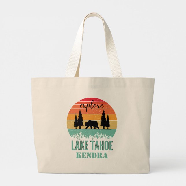 Bolso De Tela Gigante Personalized Retro Lake Tahoe California Bear  (Reverso)